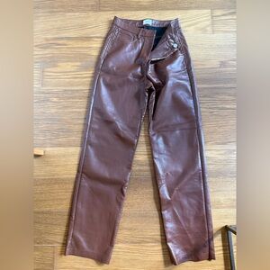 Aritzia Wilfred Brown Melina Faux Leather Pants